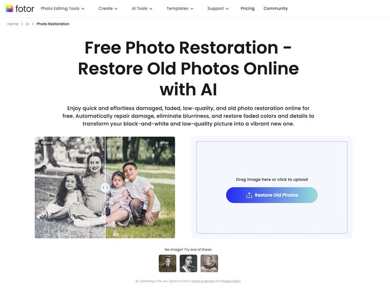 Fotor Restauração de Fotos Gratuita Online