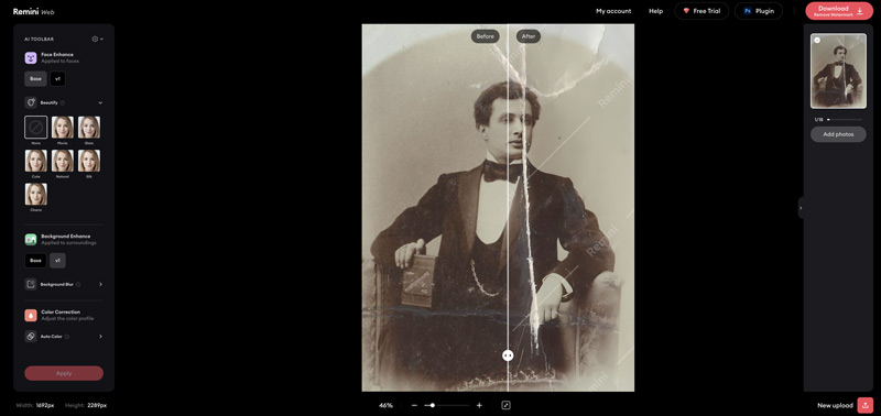 Remini Web Corrige Fotos Antigas com IA