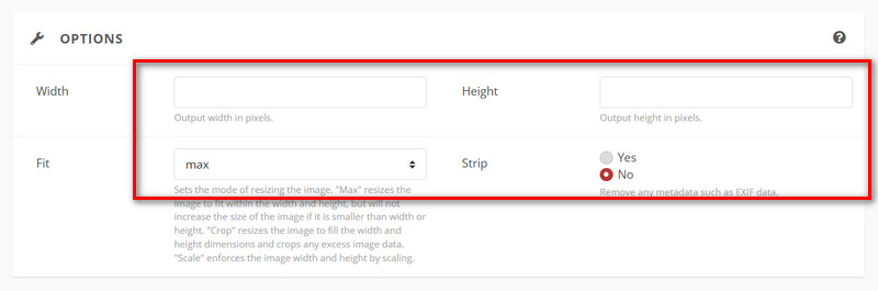 Cloudconvert Alterar tamanho