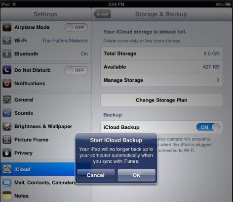 Faça backup do iPad para o iCloud automaticamente