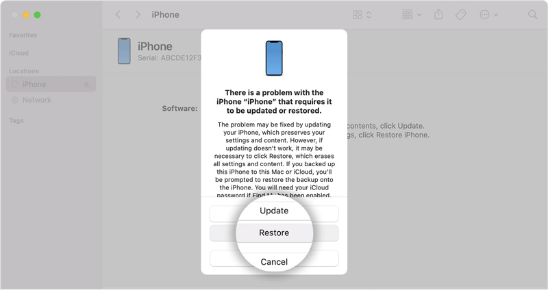 Conecte-se ao iTunes para ignorar o iPhone desativado