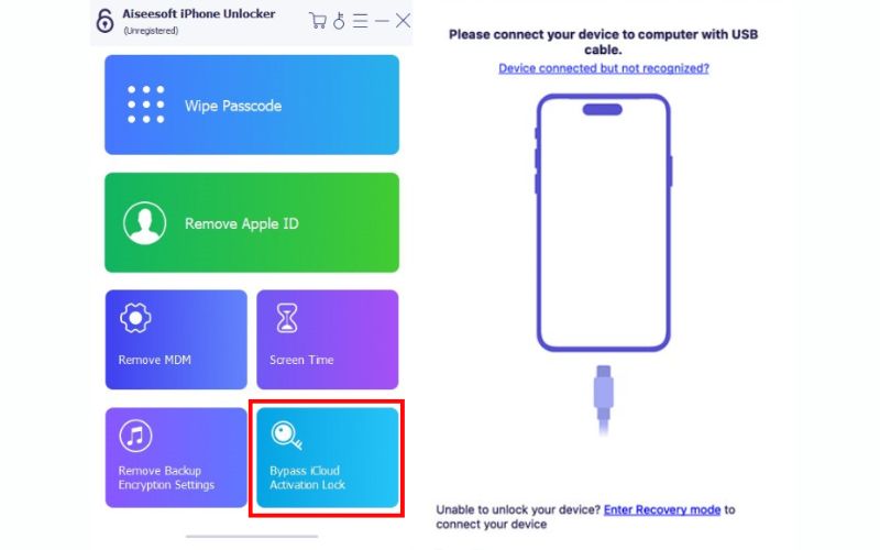 Escolha Ignorar bloqueio de ativação do iCloud