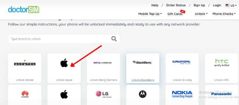 Selecione Desbloquear Apple