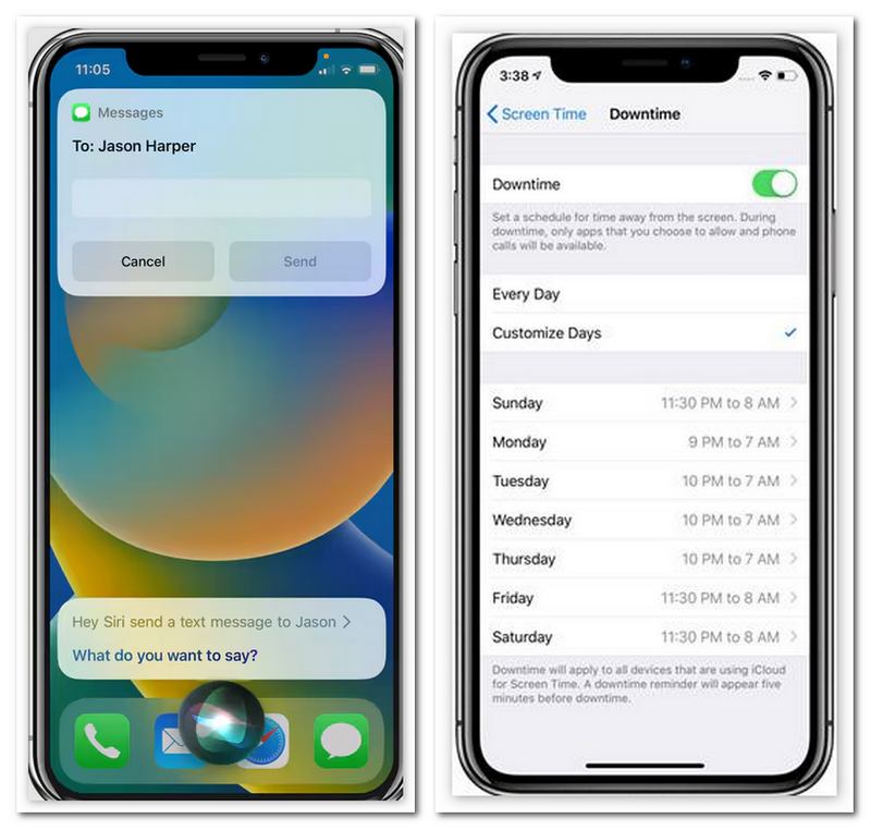 Desativar o tempo de inatividade do tempo de tela via Siri