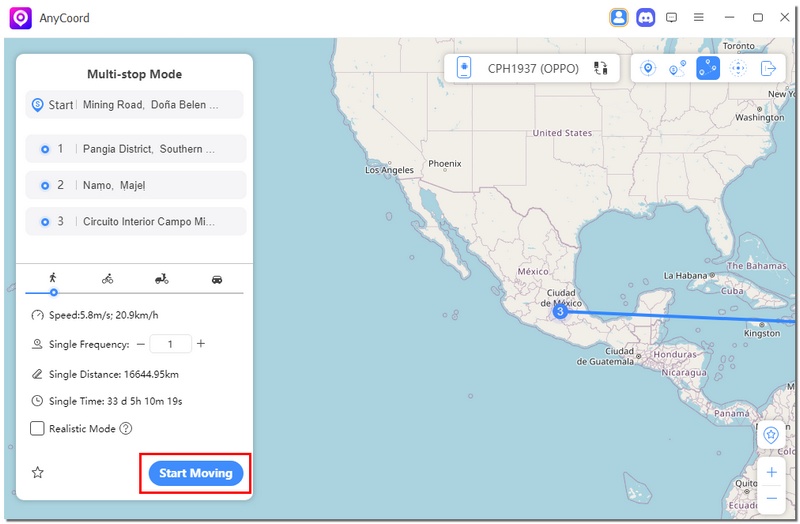 Clique em Iniciar movimento