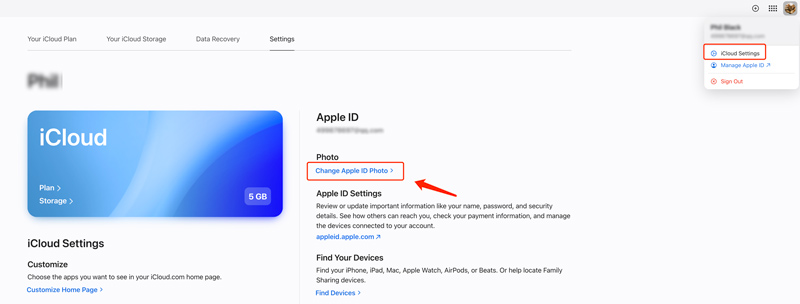 Alterar foto do ID Apple no iCloud