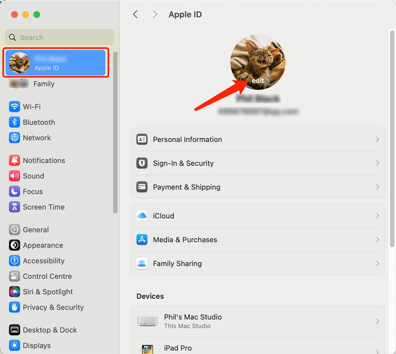 Edite a imagem do ID Apple no Mac