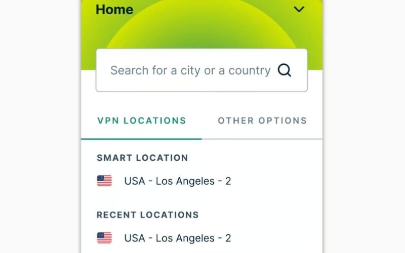 Selecione a localização da VPN