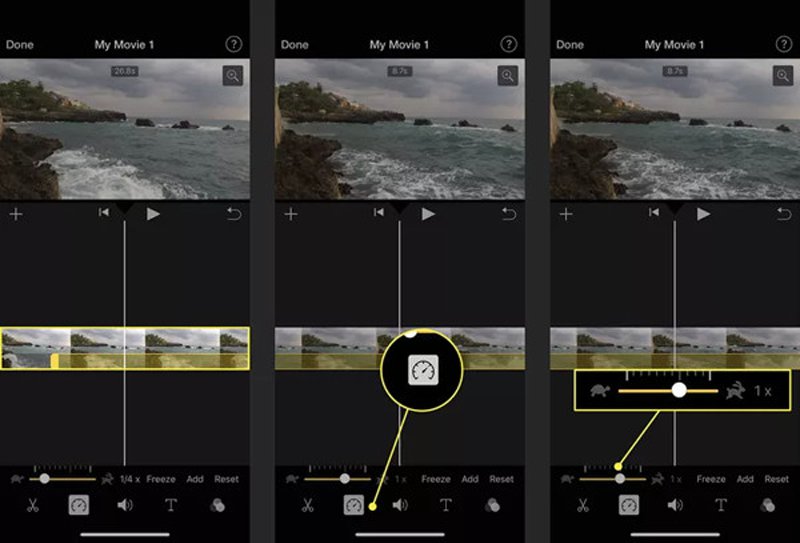 Alterar a velocidade do vídeo no iPhone iMovie
