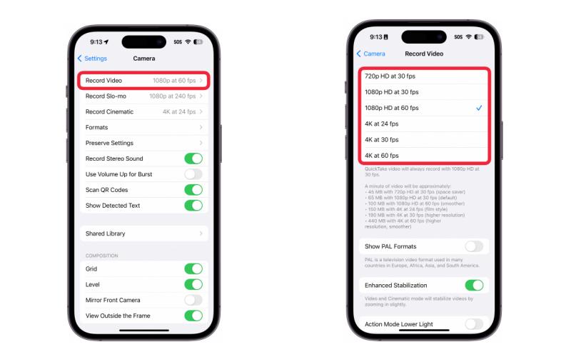 Resolution Fps Selection