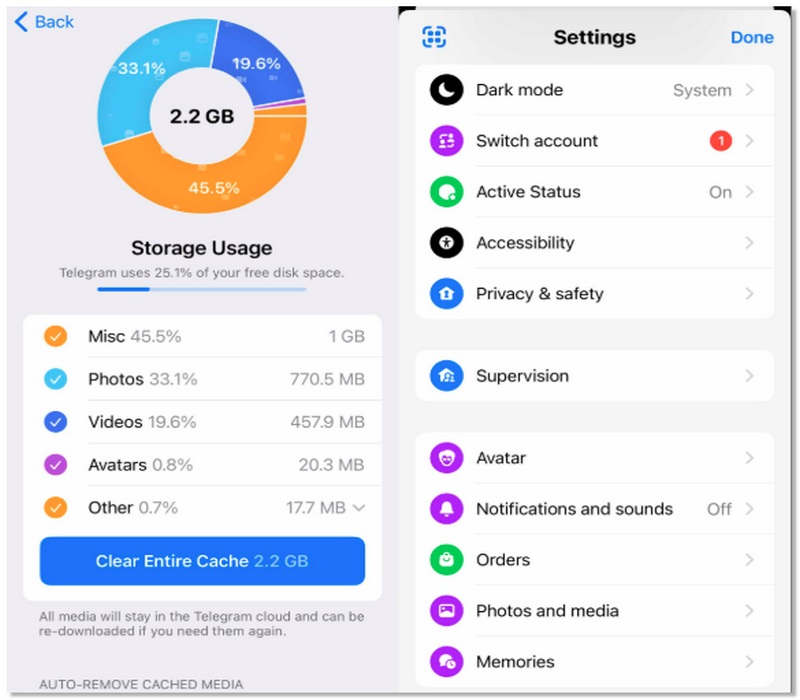 Limpar ou redefinir nas configurações
