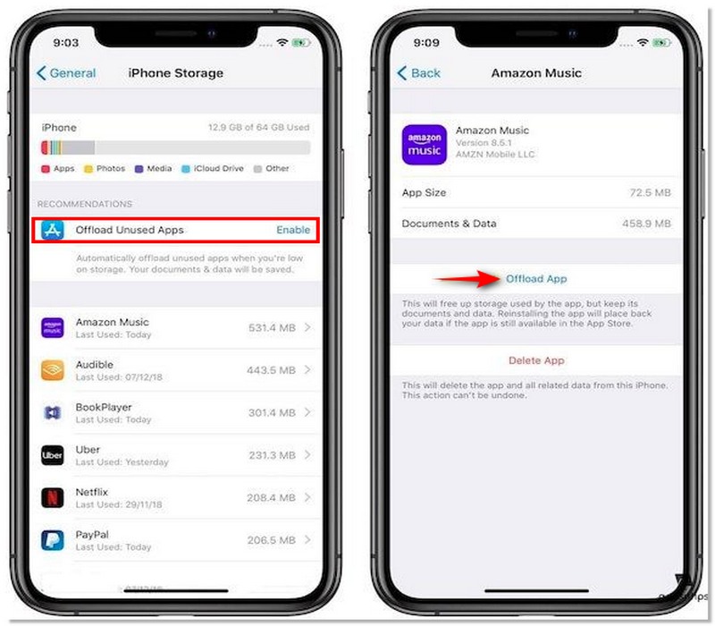 Escolha o aplicativo Offload