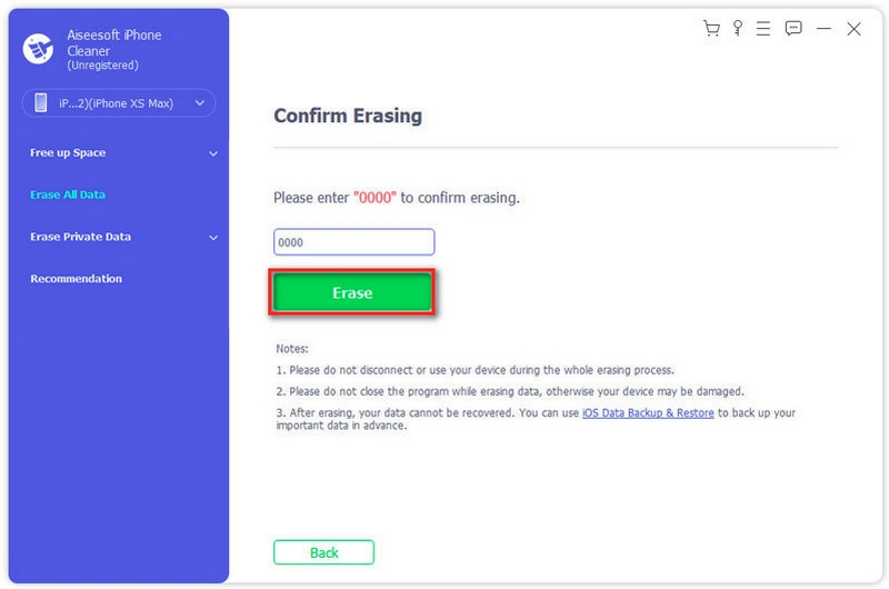 Aperte o botão Apagar