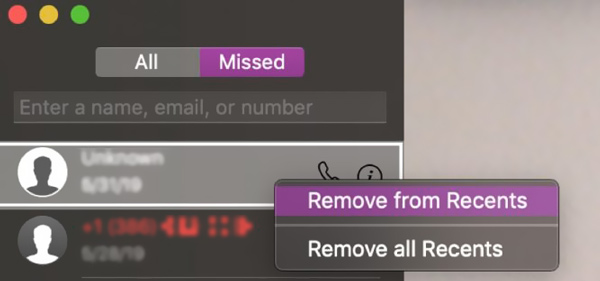 Limpar histórico recente do FaceTime no Mac