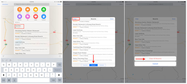 Limpar histórico de mapas no ios9