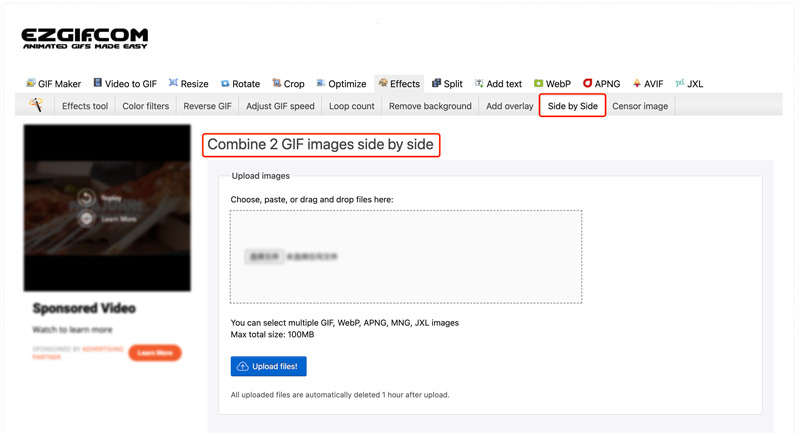 Combine 2 GIFs lado a lado online