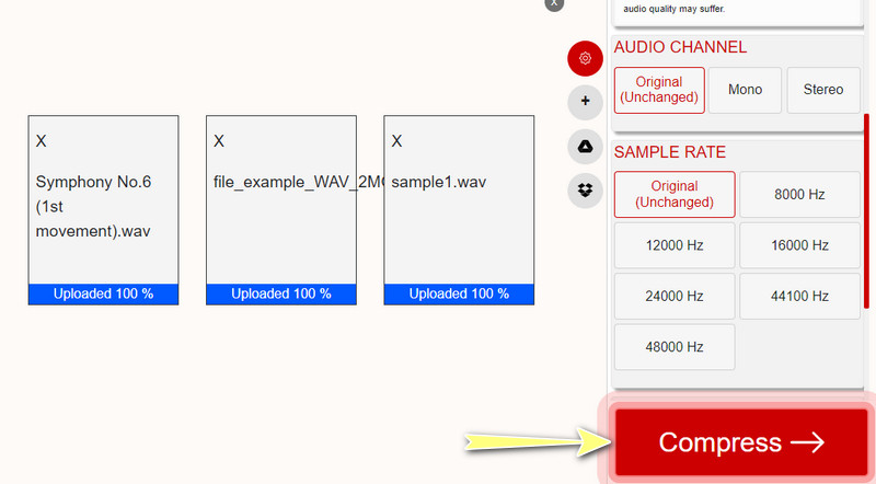 Xconvert Comprimir Áudio