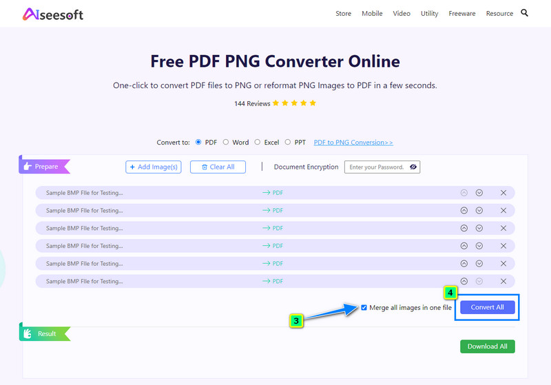 Mesclar e converter BMP para PDF