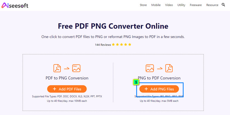 Pressione Adicionar arquivos PNG