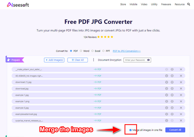 Mesclar vários JPGs como PDF