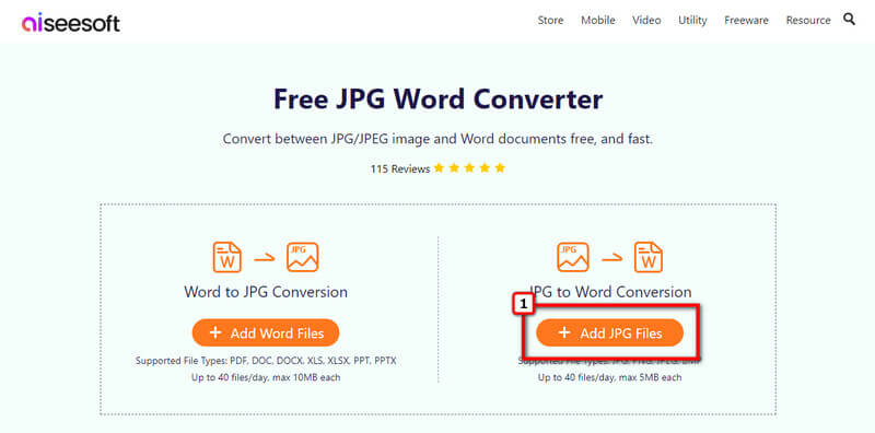 Adicionar JPG para converter para Word