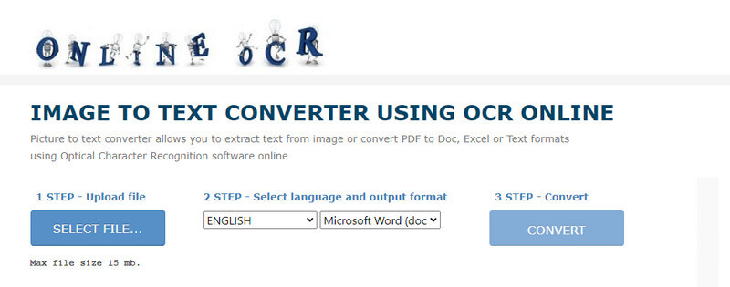 Conversor OnlineOCR JPG para Word