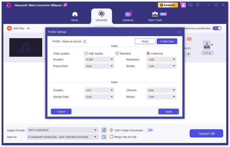 Configurações de perfil