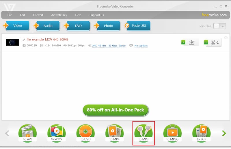 Interface do Freemake Video Converter