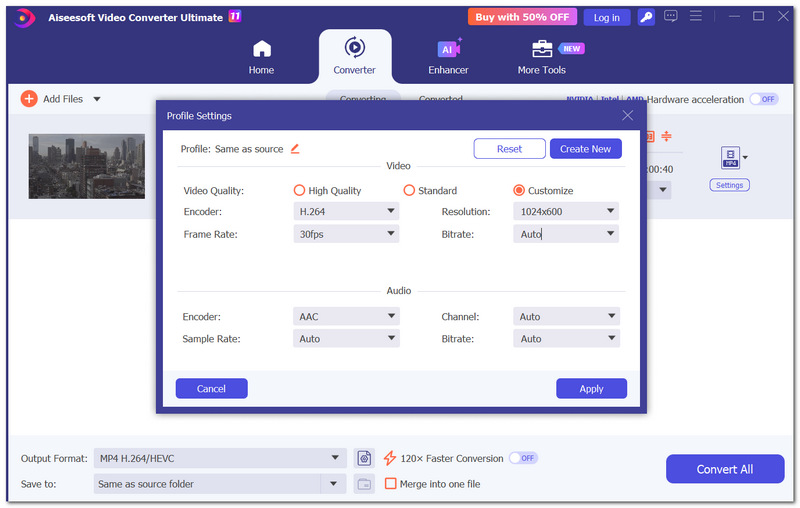 Ajustar perfil personalizado