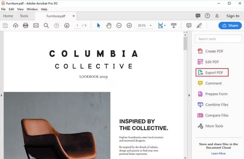 Exportação de PDF do Acrobat