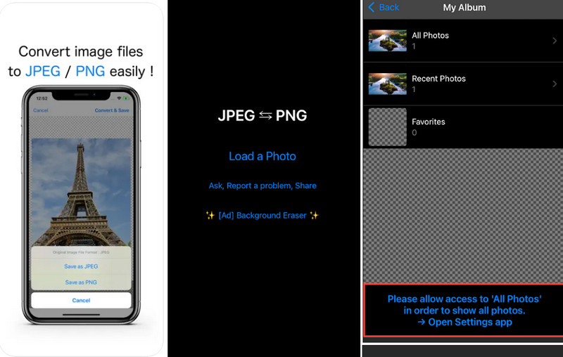 Conversor de arquivo de imagem JPEG PNG no IOS