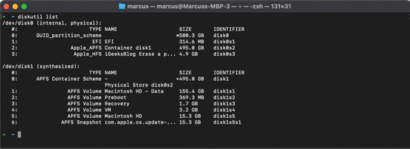 Terminal Diskutil List Excluir Partição Mac