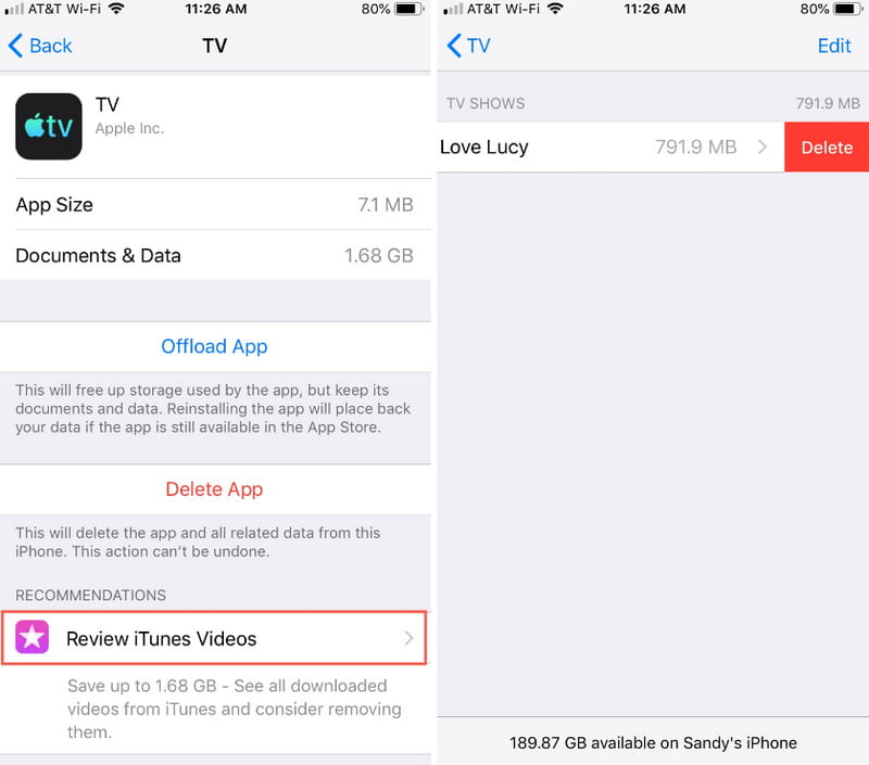Revisão das configurações do iPhone Exclusão de vídeo do iTunes