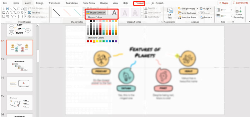 Formatar diagrama de aranha no PowerPoint