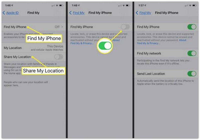 Ativar os recursos do Buscar Meu iPhone
