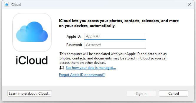 iCloud no Windows