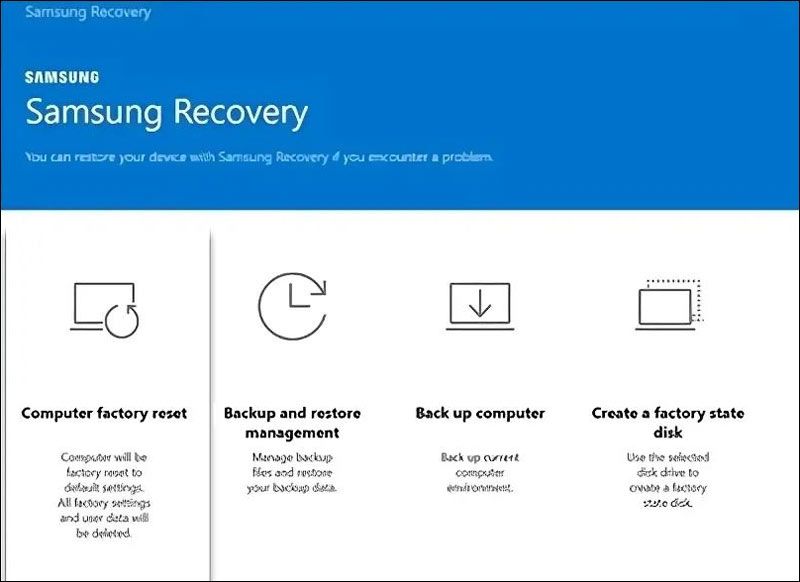 Recuperação de computador Samsung com redefinição de fábrica