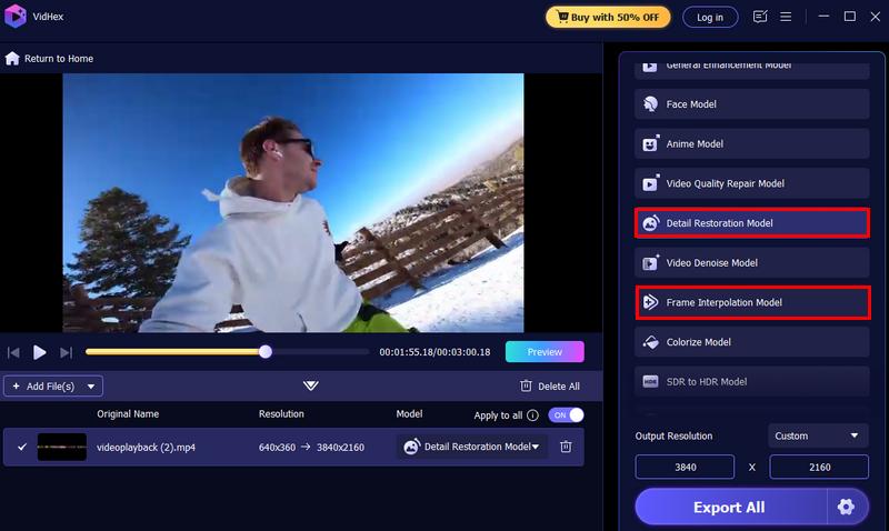 Escolha o modelo de restauração detalhada