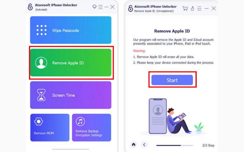 Selecione Remover ID Apple