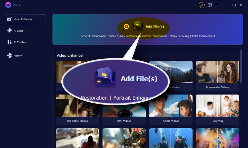 Adicionar arquivos no Vidhex