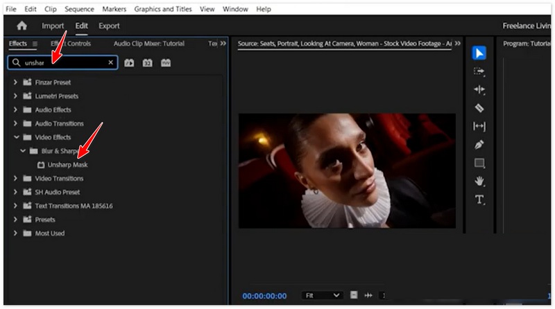 Pesquise "Máscara de nitidez" na Adobe.