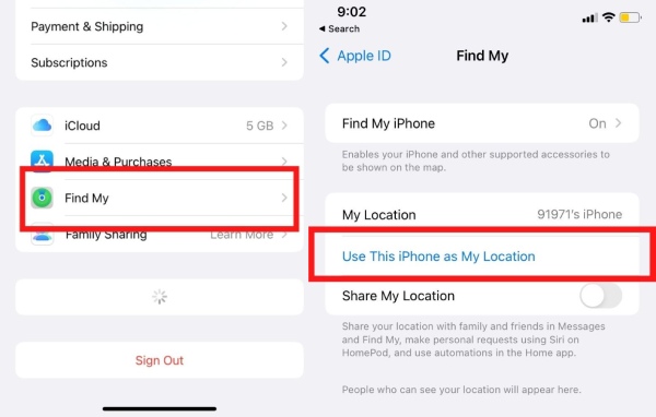 Congelar localização usando outro dispositivo iOS