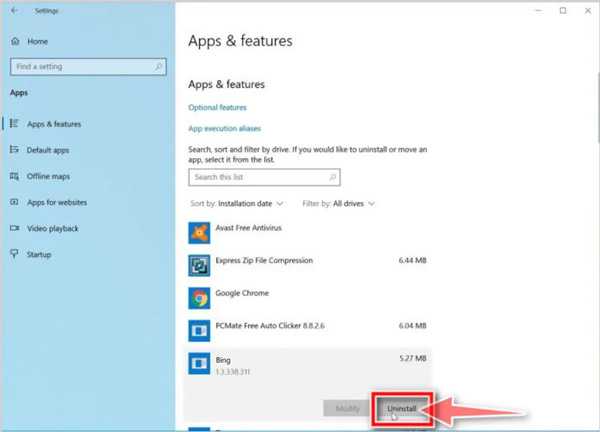 Desinstale o Bing no Windows 10