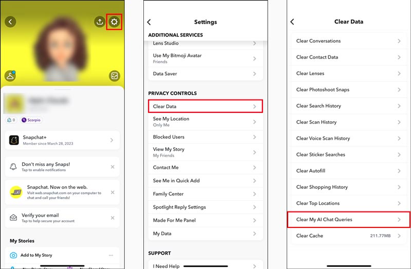 Limpar minhas consultas de bate-papo AI no Snapchat