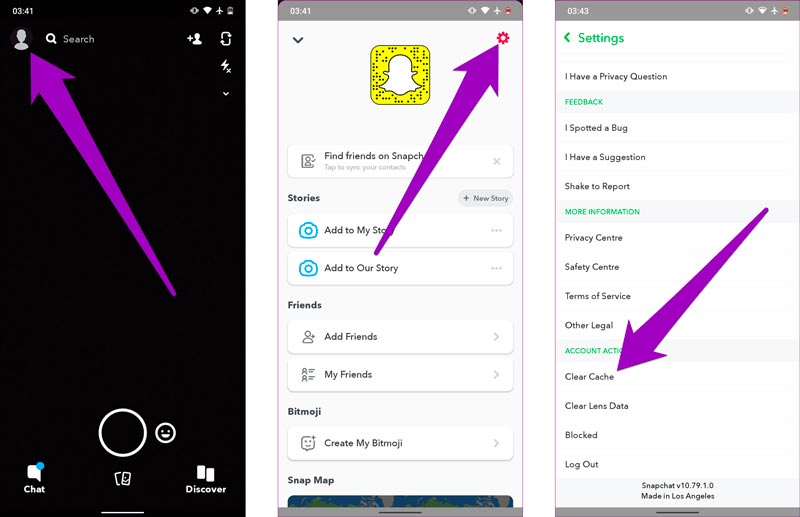 Limpar o cache do aplicativo Snapchat