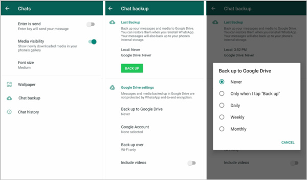 Backup do WhatsApp do Google Drive no Android