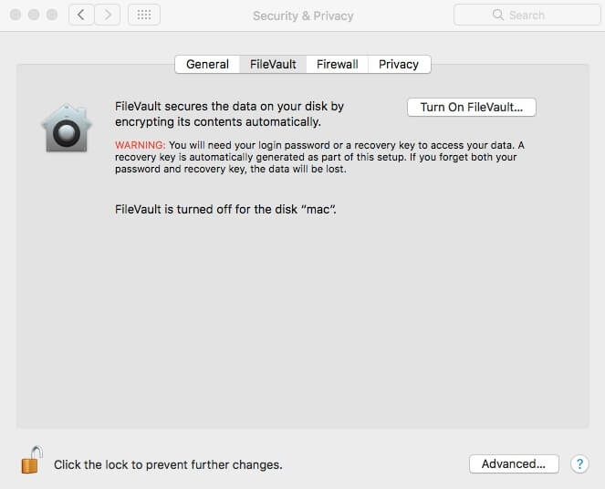 Bloqueie fotos no Mac com o FileVault