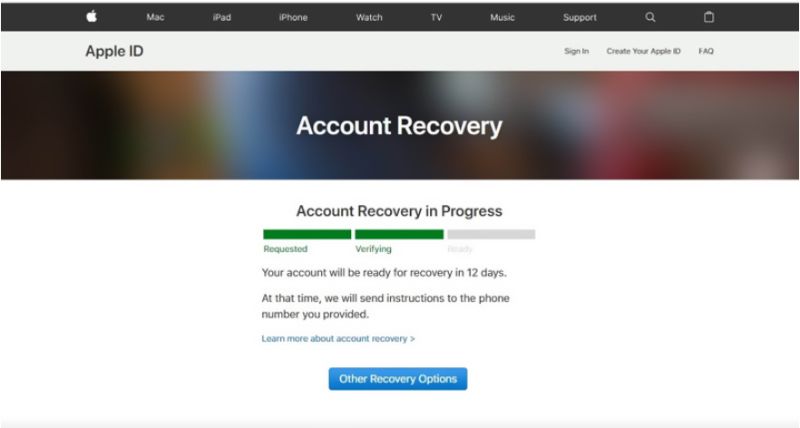 Desbloquear ID na recuperação de conta