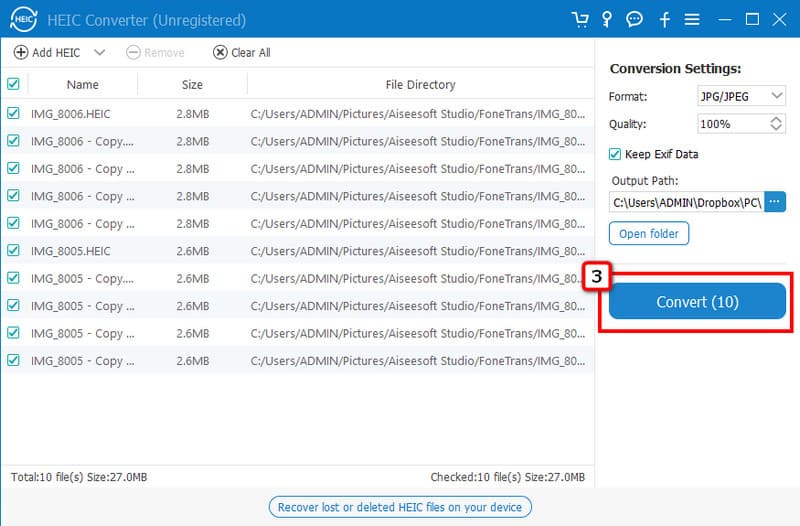 Comece a converter o formato HEIC