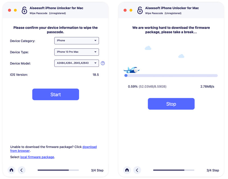 Baixe o pacote de firmware para desbloquear o iPhone 13 no Mac